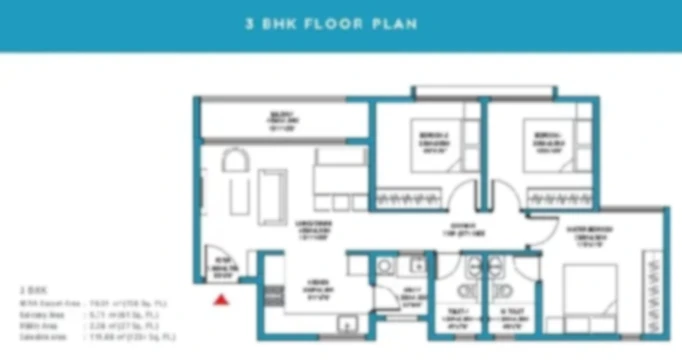 Godrej Kukatpally Apartment 3 BHK floor plan by Godrej Properties located at Kukatpally, Hyderabad Telangana